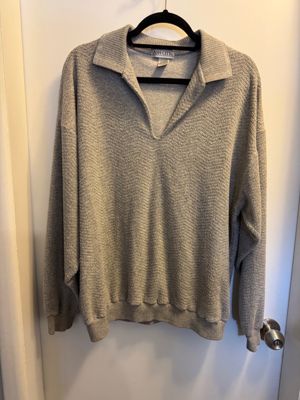 Ash City Soft Gray V-Neck Sweater
